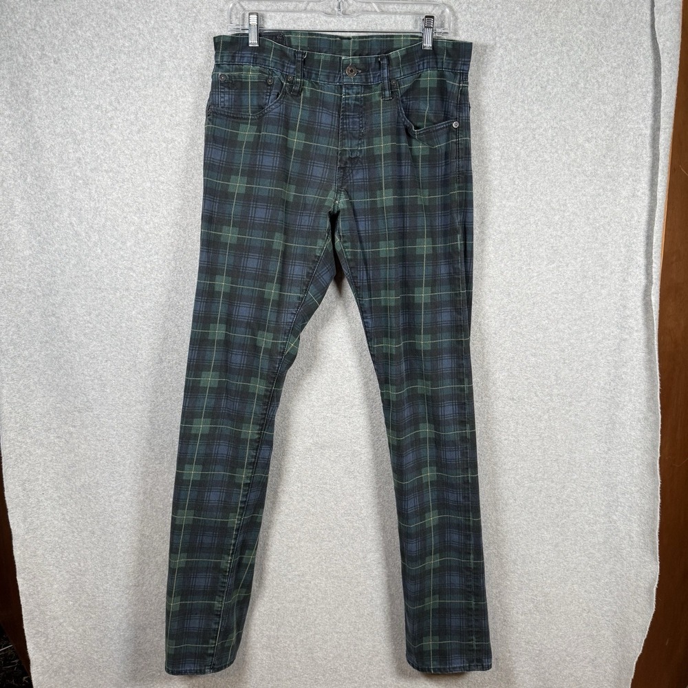 Polo Ralph Lauren Sullivan Slim Jeans Men 32x34 Blackwatch Tartan Dungarees Read